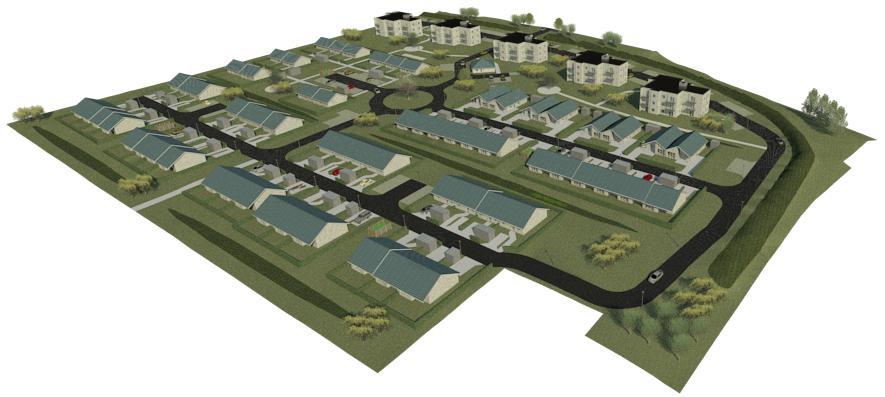 3D visualisering af de nye boliger i Nyborg, Hyrdegyden